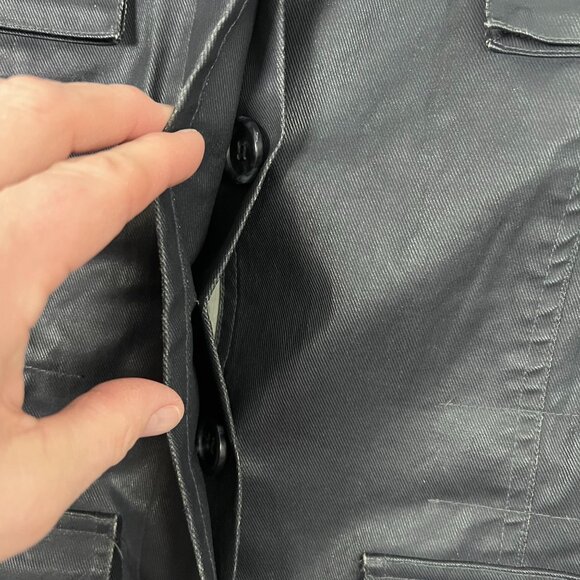 M0851 Womens Waxed Cotton Short Trench Rain Jacket Black Size 6 Classy Outerwear - Picture 12 of 16